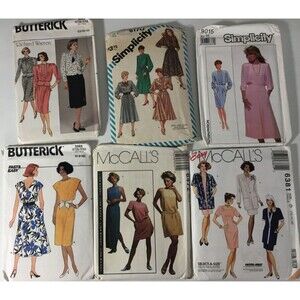 Sewing Patterns Mixed 6 Lot Women's Dresses Size 6,8, 10,12,14,16 Uncut A12
